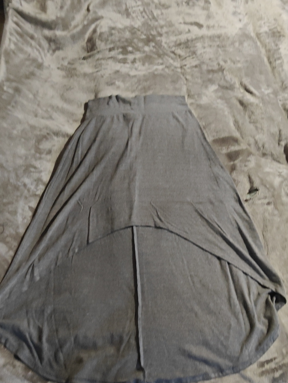 Gray High-Low Maxi Skirt with Elastic Waist
